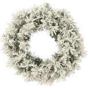 J-Line - Kerstkrans+led Warm Wit Plastiek Besneeuwd Groen Small - 44x1...