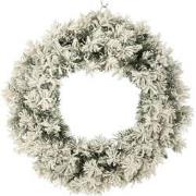 J-Line - Kerstkrans+led Warm Wit Plastiek Besneeuwd Groen Large - 63x1...
