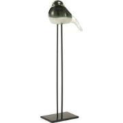 J-Line - Vogel Op Voet Glas Groen/wit Large - 15x8.5x45.5cm
