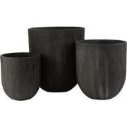 J-Line - Set Van 3 Vazen Rond Keramiek Hoog Zwart - 55x55x61.5cm