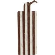J-Line - Plank Rechthoekig Streep Marmer Wit/bruin Large - 45x17x2cm