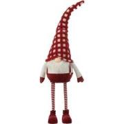J-Line - Kabouter Geruite Hoed Staand Wiebel Textiel Rood/wit - 25x17x...