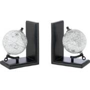 J-Line - Boekensteun Wereldbol Hout Grijs/zwart - 28.5x10x18cm