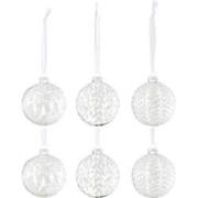 J-Line - Doos Van 6 Kerstbal 2+2+2 Bladeren Pailletten Glas Wit Small ...