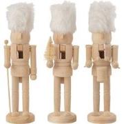 J-Line - Doos Van 3 Notenkrakers Hout/bont Naturel/wit - 6x6x27cm