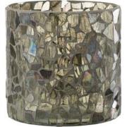 J-Line - Windlicht Mozaiek Glas Grijs/groen Large - 17x17x16cm