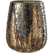 J-Line - Windlicht Lise Glas Bruin/goud Large - 17.5x17.5x21cm
