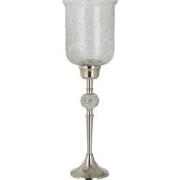 J-Line - Windlicht Op Voet Diamant Bol Aluminium/glas Zilver/crackle -...