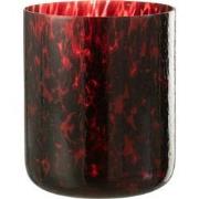 J-Line - Windlicht Gevlekt Glas Rood/zwart Extra Large - 20x20x25cm