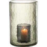 J-Line - Windlicht Dubbel Glas Groen Large - 20.5x20.5x30.5cm