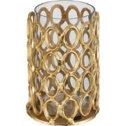 J-Line - Theelichthouder Rond Ringen Aluminium Goud Medium - 15x15x21c...
