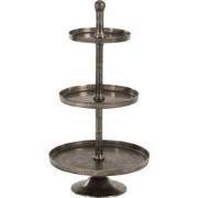 J-Line - Plateau Op Voet 3 Niveaus Rond Aluminium Antiek Grijs - 50.7x...