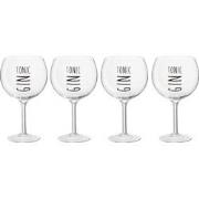 J-Line - Giftbox 4 Ginglazen Glas Transparant/zwart - 24x24x22cm