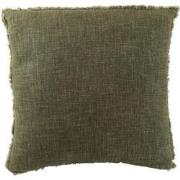J-Line - Kussen Gerafelde Randen Polyester/katoen Donkergroen - 45x45x...