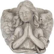 Clayre & Eef Bloempot Engel 16x13x12 cm Grijs Steen Rond Bloempot binn...