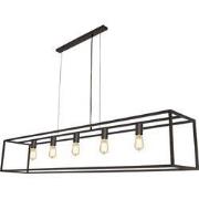 KAGO antiek koper pendel rechthoek 5xE27 xl 180cm