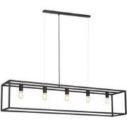 KAGO zwart pendel rechthoek 5xE27 150cm