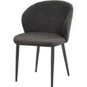 Livingfurn - Eetkamerstoel Laura Boucle Antraciet - Stof - Set van 2