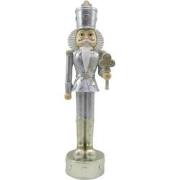 Clayre & Eef Beeld Notenkraker 24 cm Zilverkleurig Wit Polyresin Kerst...