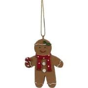 Clayre & Eef Kersthanger Gingerbread man 5x1x7 cm Bruin Kunststof Kers...