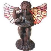 Lumilamp Tiffany Tafellamp Engel 41x26 cm Bruin Roze Glas