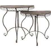 Clayre & Eef Plantentafel Set van 2  76x38x75  / 64x32x65 cm Bruin IJz...