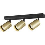 Tabor 3L GU10 (excl) zwart + geborsteld goud, spot