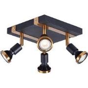 ROBUS 4L sqr GU10 LED 5W dim incl. zwart / brons