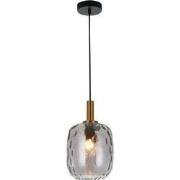 OKIRU Pendel E27 Zwart + as grijs glas Ø180mm