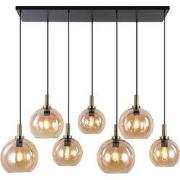 OSIRA Pendel E27 7L Zwart + goud, amber glas 3x Ã˜200mm, 4x Ã˜250mm