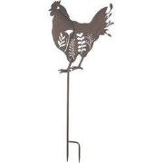 Clayre & Eef Tuinsteker Kip 47x2x124 cm Bruin Metaal Tuinprikker