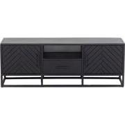 Tv Meubel Zwart Visgraat - Mangohout - 140cm - Kast Isa
