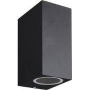 FLUX SQ wl 150mm 2x GU10 (excl) max 35Watt IP54 zwart