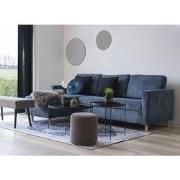 Vloerkleed 160x230cm - Blauw/Wit - Chenille Polyester - Kleed Havana