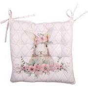 Clayre & Eef Stoelkussen Foam  40x40x4 cm Roze Katoen Vierkant Konijn