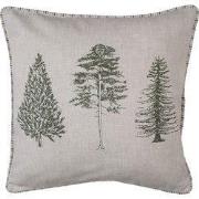 Clayre & Eef Kussenhoes  40x40 cm Beige Groen Katoen Vierkant Dennenbo...