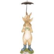 Clayre & Eef Beeld Konijn 8x7x25 cm Bruin Polyresin Woonaccessoires
