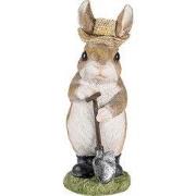 Clayre & Eef Beeld Konijn 9x8x22 cm Bruin Polyresin Woonaccessoires