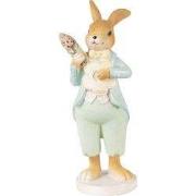Clayre & Eef Beeld Konijn 15 cm Groen Bruin Polyresin Woonaccessoires