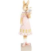 Clayre & Eef Beeld Konijn 28 cm Bruin Roze Polyresin