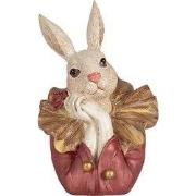 Clayre & Eef Beeld Konijn 17 cm Beige Roze Polyresin Paasdecoratie