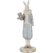 Clayre & Eef Decoratie Beeld Konijn 31 cm Wit Blauw Kunststof
