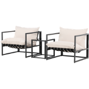 Ebba tuin loungeset zwart 3 delig – twee stoelen en een salontafel - m...