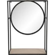 Clayre & Eef Spiegel  36x50 cm Zwart Ijzer Hout Rechthoek Grote Spiege...