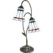 LumiLamp Tiffany Tafellamp  61 cm Blauw Bruin Glas Tiffany Bureaulamp