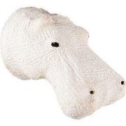 Clayre & Eef Wanddecoratie Nijlpaard 21 cm Beige Papier Ijzer Textiel ...