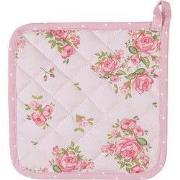 Clayre & Eef Pannenlap  20x20 cm Roze Katoen Vierkant Rozen