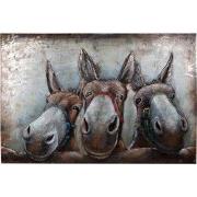 Clayre & Eef 3D Schilderijen metaal 120x80 cm Bruin IJzer Ezel Muurdec...