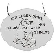 Clayre & Eef Tekstbord 18x15 cm Wit Metaal Kat