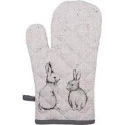 Clayre & Eef Ovenwant 18x30 cm Beige Grijs Katoen Konijn